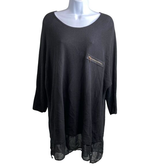 Chico’s Women's Long Black Tunic Top Size 4 XXL Layered Lagenlook Boho Scandi - Picture 1 of 12